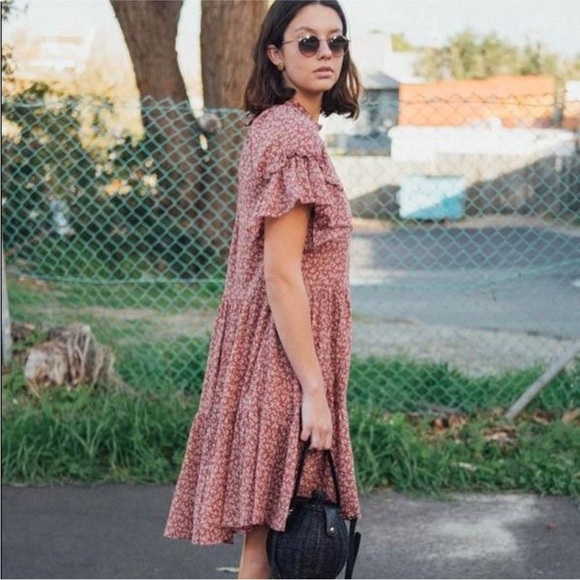 Ulla Johnson Clay Doris Dress Tiered Ruffle Vine Floral Print Size 2 - Picture 2 of 16